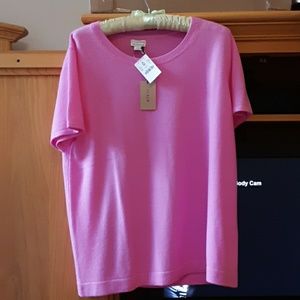 J. Crew NWT Pink Cashmere Sweater Peony XL